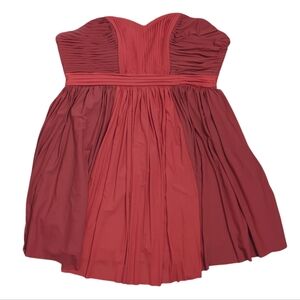 Geode‎ Modcloth Womens Dress Strapless Pleated Red Orange Party Plus Size 2X